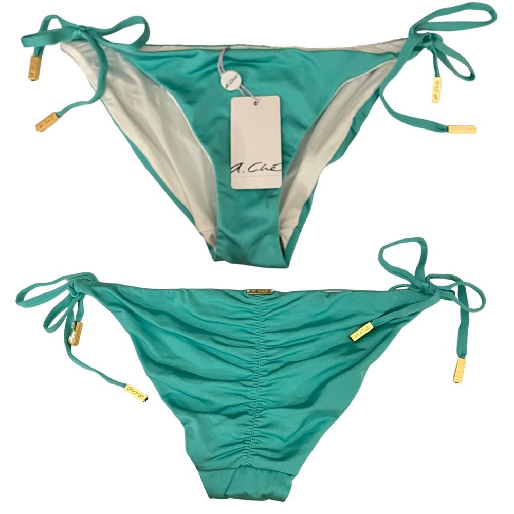 NWT A.Che Side Tie Ruched Back Bikini Bottoms Sz. XS